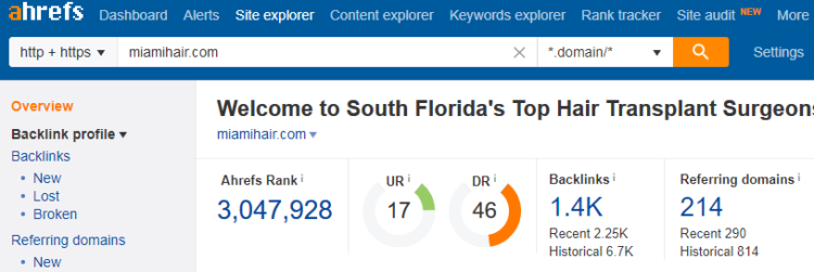 Backlinks in Ahrefs