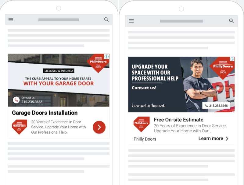  As visual materials PhillyDoors, we used designer banners tailored to each service