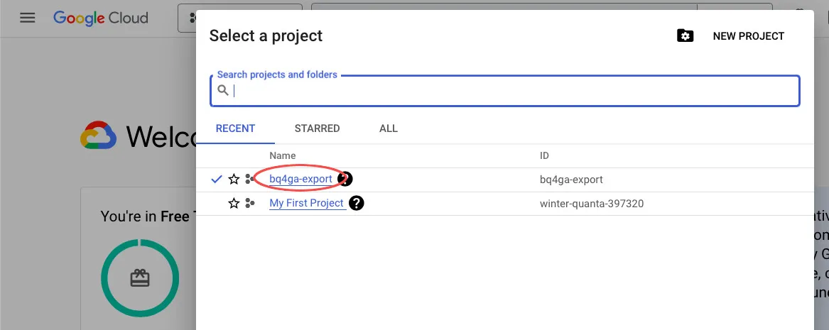 Once the project is created, select it