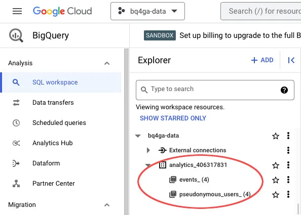 You’ll see a new dataset in your BigQuery project soon