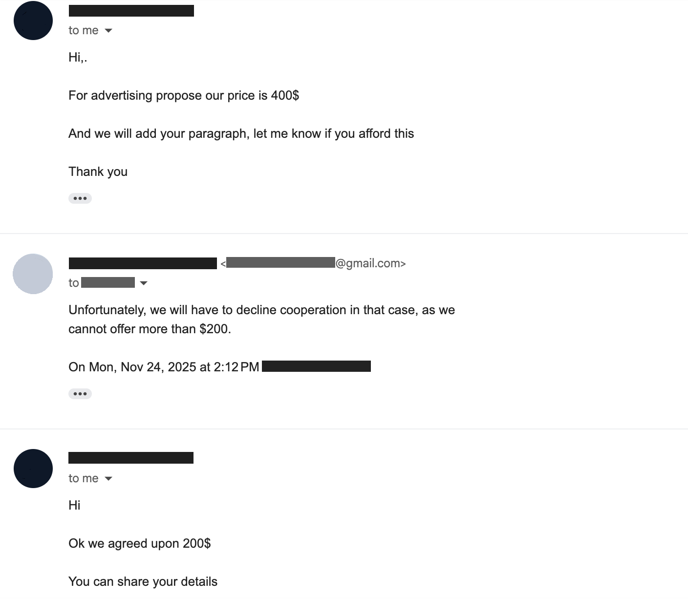 Discussion with a webmaster regarding a discount