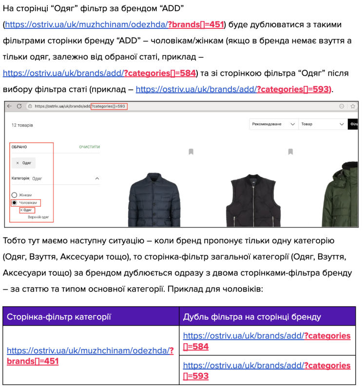 Example of a typical error in product filtering