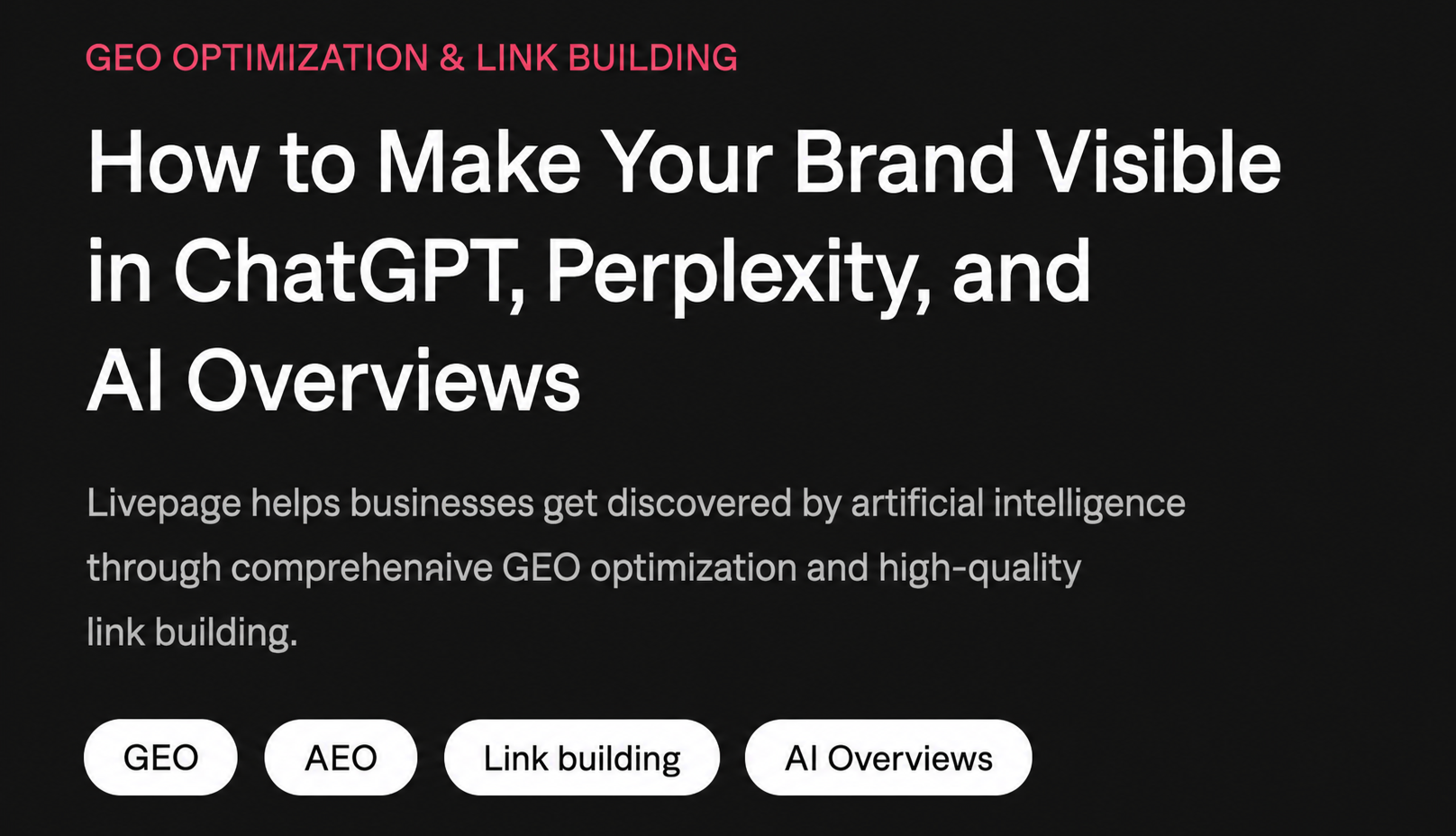 GEO Optimization and Link Building from Livepage